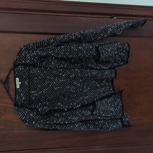 Cocogio Black & Gray Knit Wool Blend Open Front Cardigan Size Medium